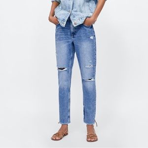 Z1975 MOM FIT JEANS PATCHES SZ 2 EU 34 Zara Carpenter Jeans Xs